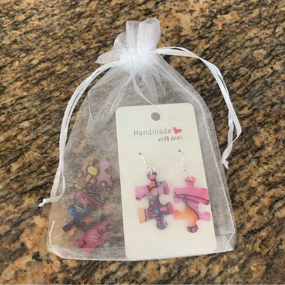 Handmade puzzle earrings - Picture 3 of 11